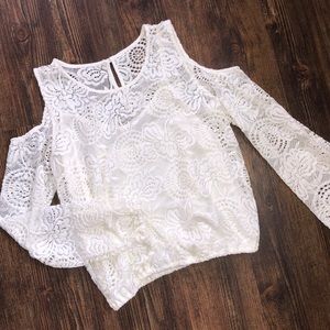 Cold shoulder lace top